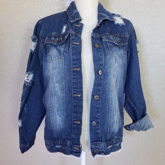 Jean Distressed Jean Jacket | Poshmark